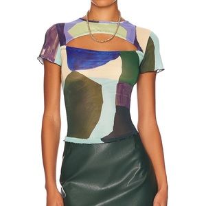 Miaou Paloma elsesser lace back tee